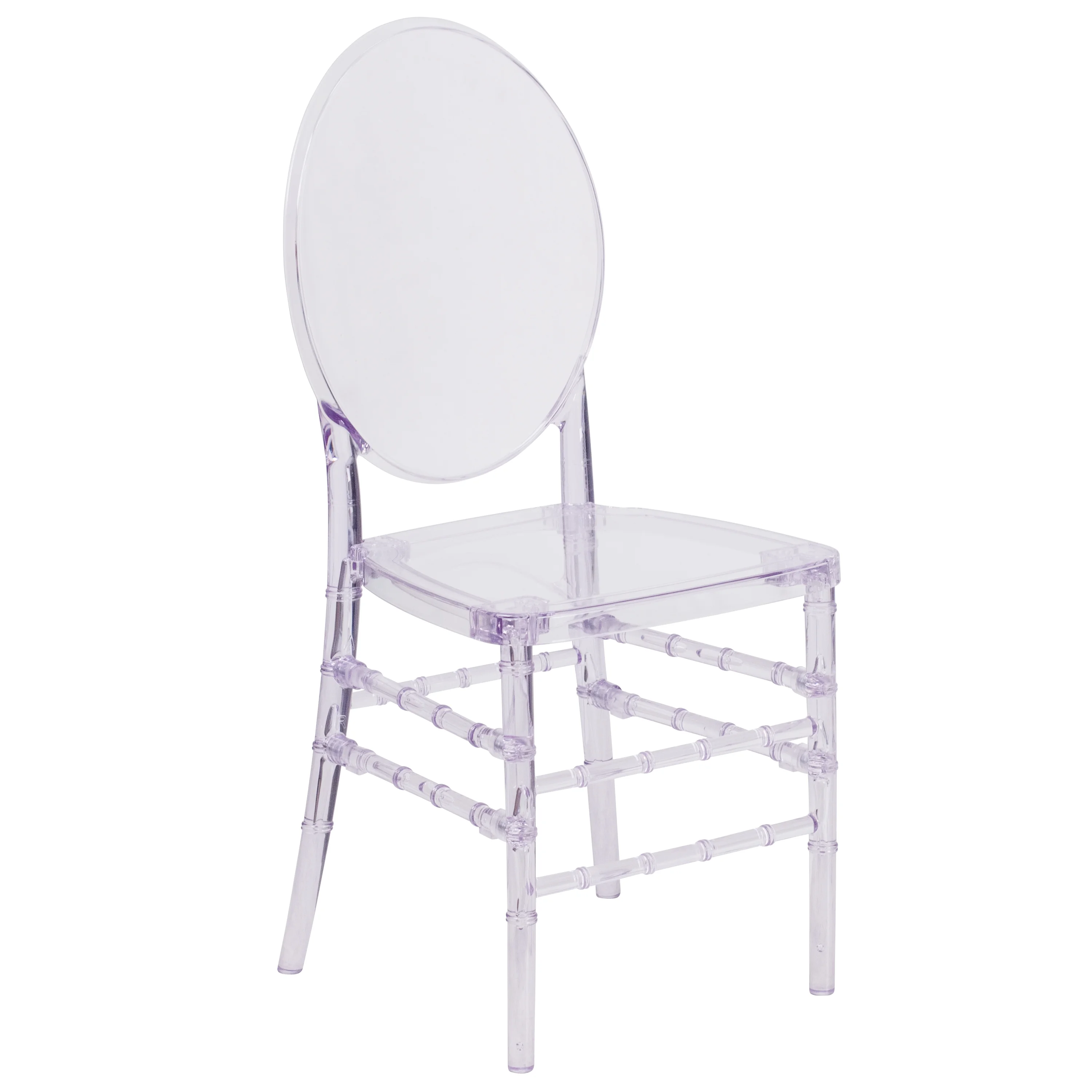 Emma + Oliver Crystal Ice Stacking Chair with Elongated Oval Back