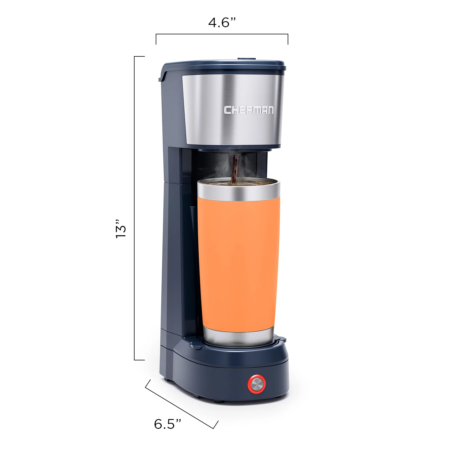 Chefman InstaCoffee Max, Single-Serve Brewer with a Convenient Built-in Lift, Mystic Blue