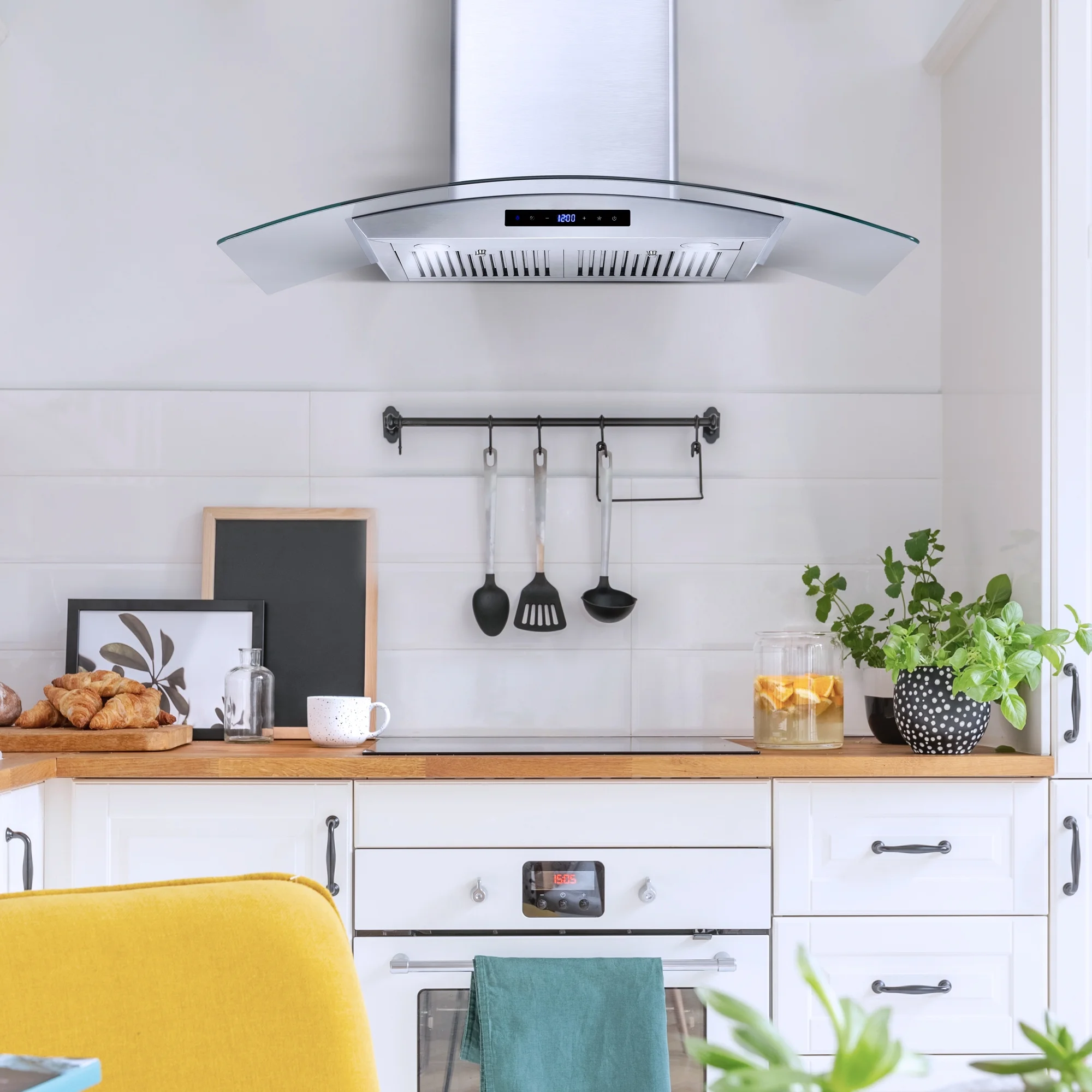 Cosmo 36 in. Ductless Wall Mount Range Hood Kitchen Hood in Stainless Steel with LED Lighting and Carbon Filter Kit for Recirculating