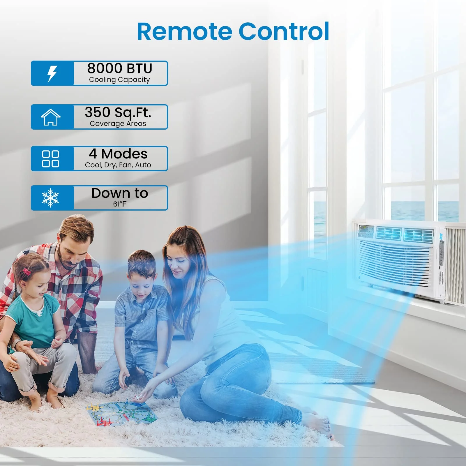 8000 BTU Air Conditioners Window Unit, Smart Window AC Unit with Remote/App Control and Dehumidify Function, Energy Saving, Low Noise Silent-wrap Technology, for Rooms up to 250 Sq.ft