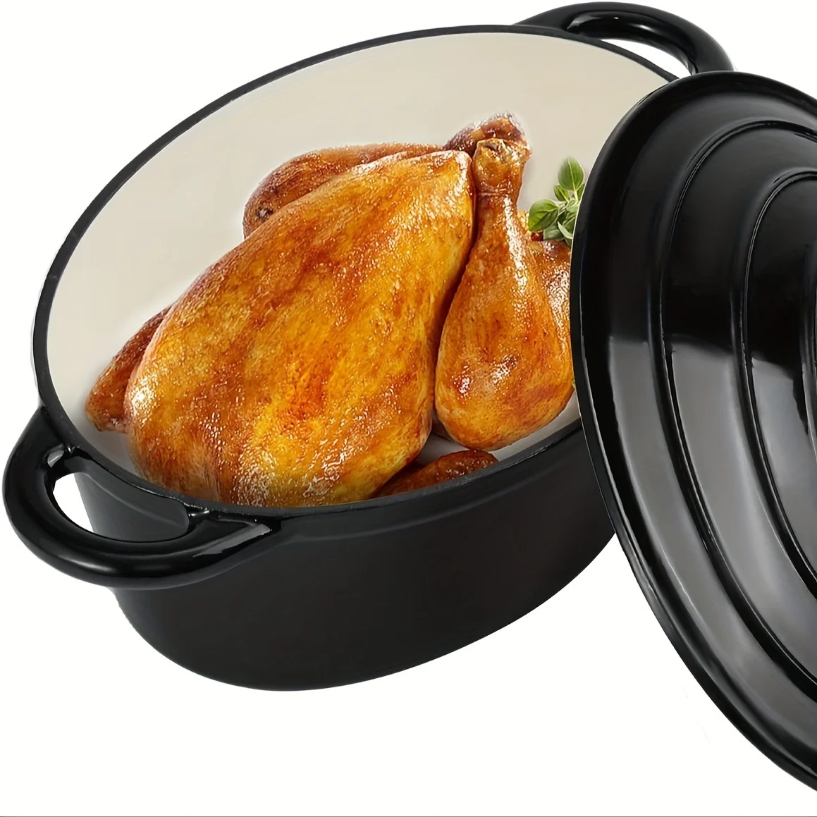 4.5 QT Enameled Oval Dutch Oven Pot with Lid and Dual Handles, Cast Iron Dutch Oven for Cooking, Bread Baking, Non-stick Enamel Coated Cookware