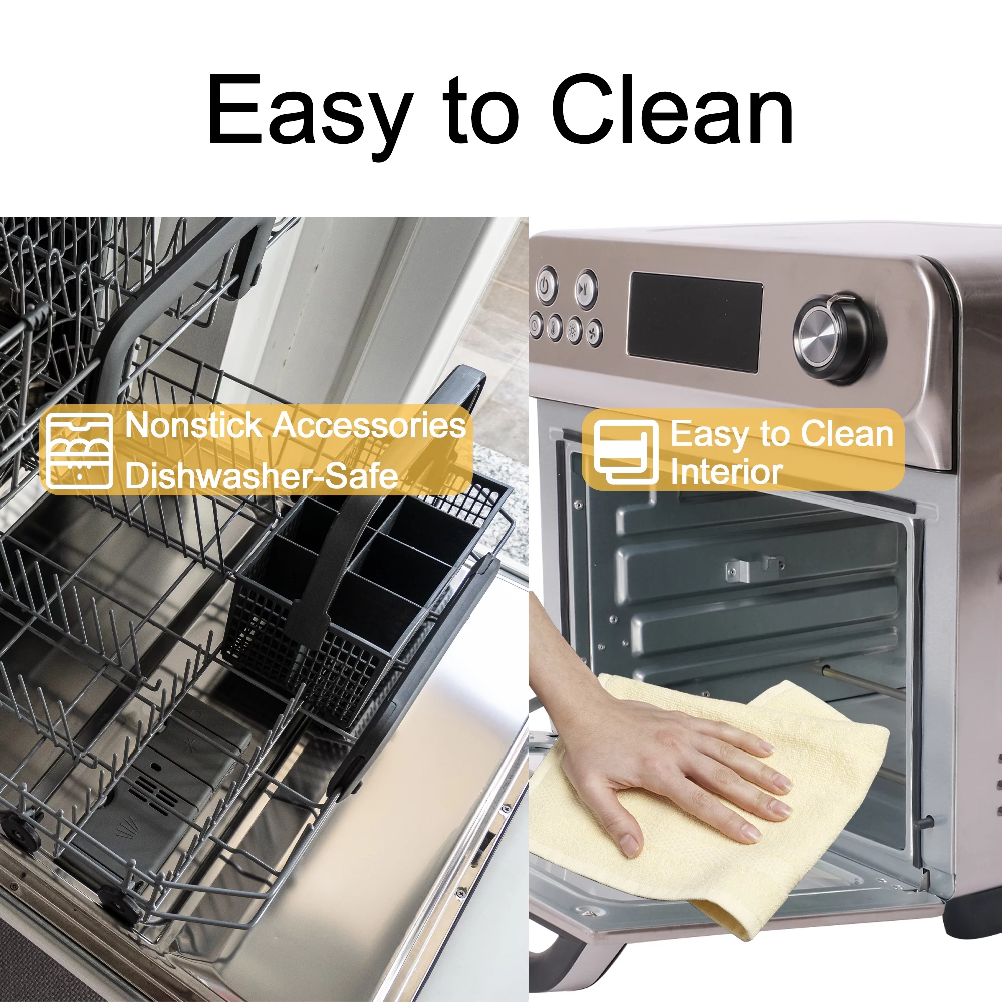 Karmas Product 24 Quarts Air Fryer Oven, Convection Toaster, 10-in-1 Air Fry, Roast, Broil, Bake, Toast, Mechanical Operated and Digital Readout Oven with 6 Accessories, Stainless Steel, 1700W