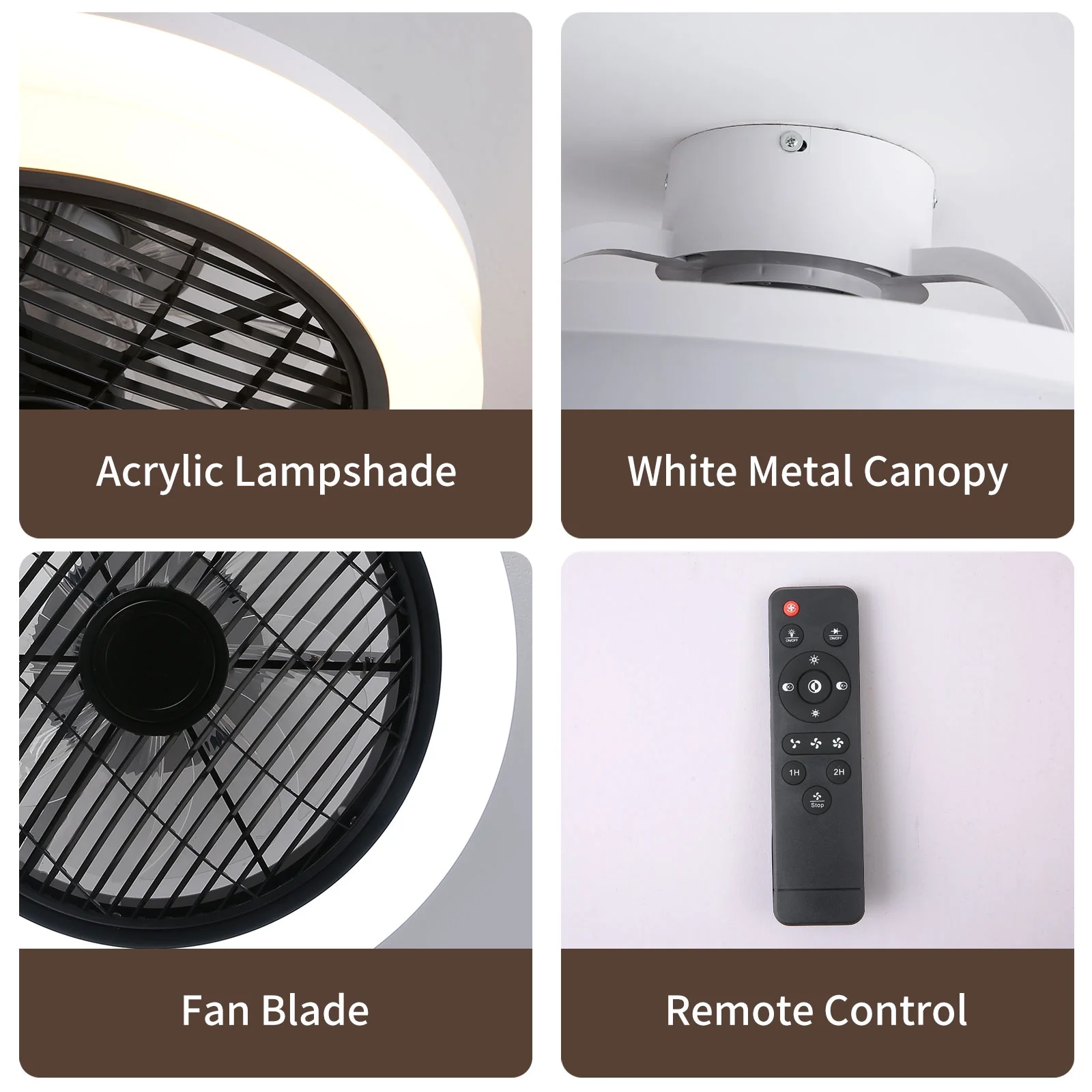 Bladeless Ceiling Fan with Light and Remote Control Low Profile Ceiling Fan Modern Enclosed Multi-Speed Indoor Ceiling Fan 3 Color Temperatures Smart LED Dimmable Lighting Flush Mount