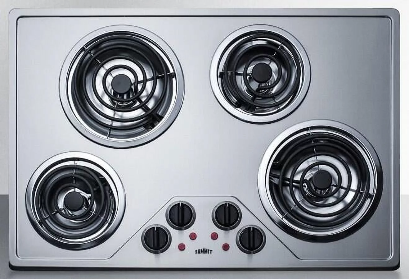 CR430SS 30 Electric Cooktop with 4 Coil Elements; Upfront Control; Chrome Drip Bowls; ADA Compliant; 230 Volt Operation; in Stainless Steel