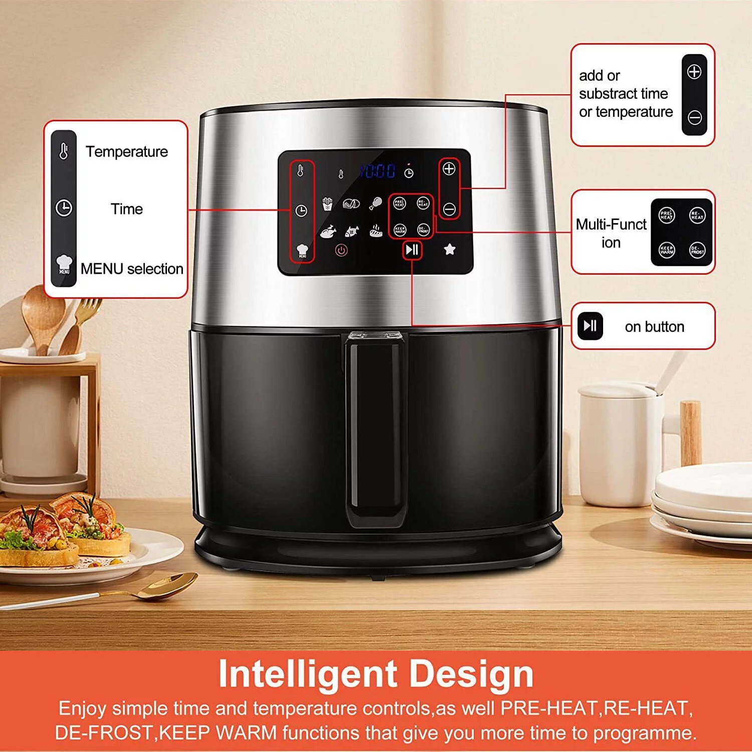 6.3 Quart 10-in-1 Air Fryer Smart Electric Hot Air fryer Oven Oilless Cooker NEW