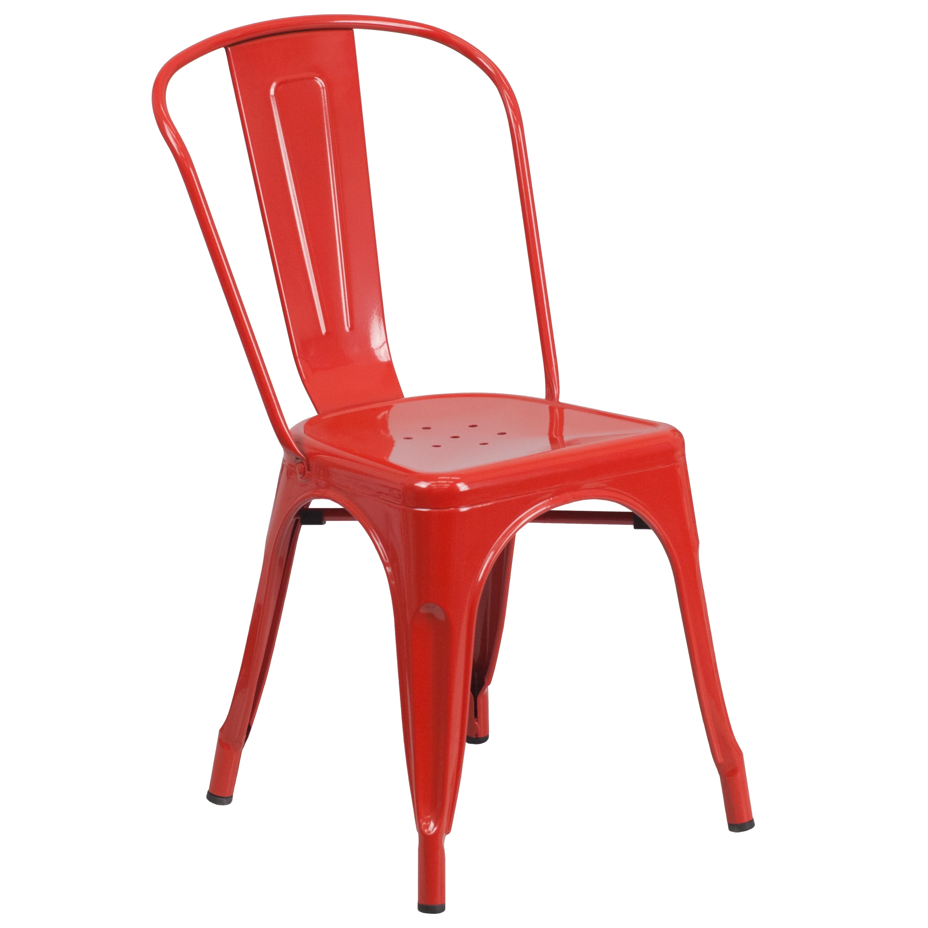 Flash Furniture Commercial Grade Metal Indoor-Outdoor Stackable Chair, Red
