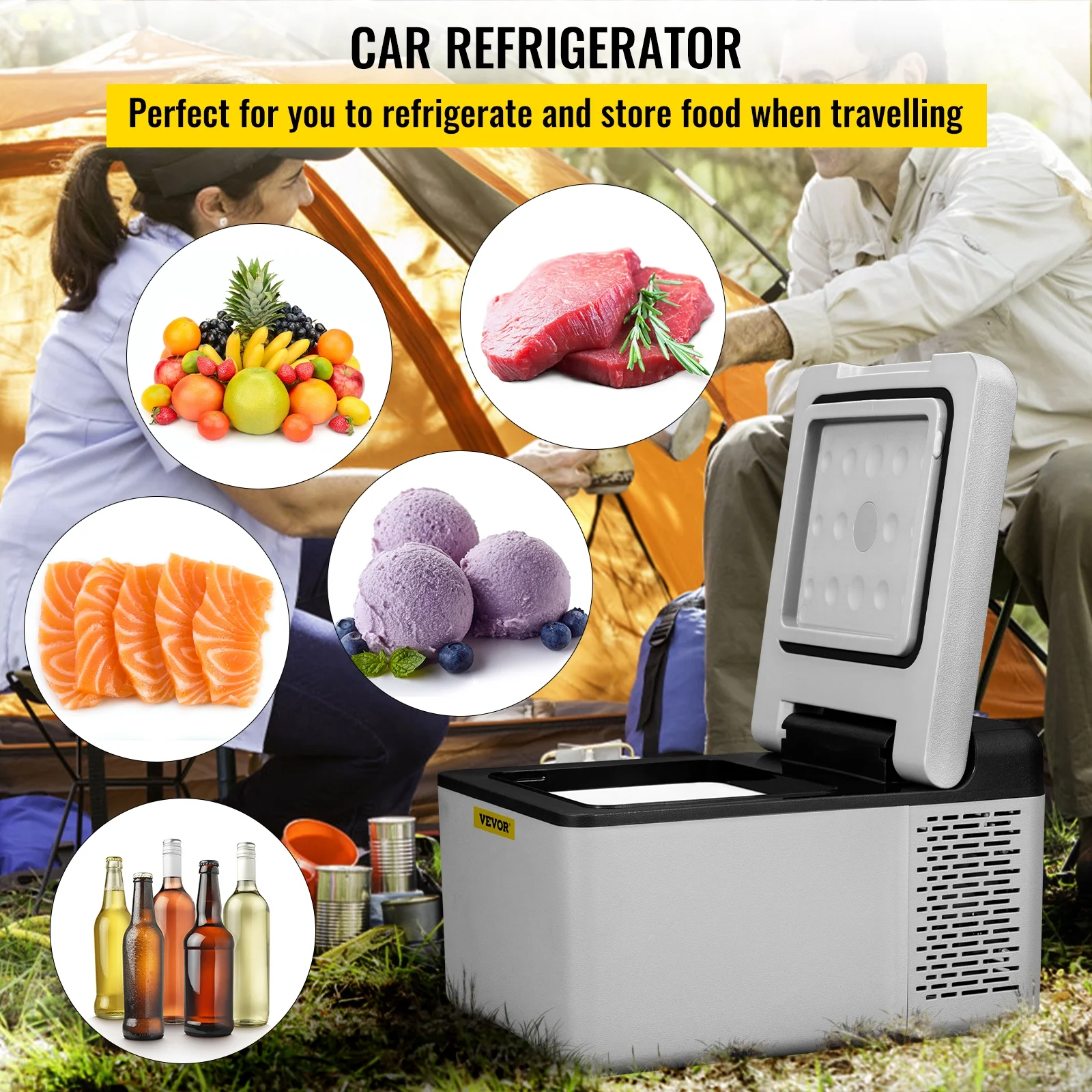BENTISM 12 Volt Car Refrigerator Portable Freezer 10Qt Camping Compressor Cooler