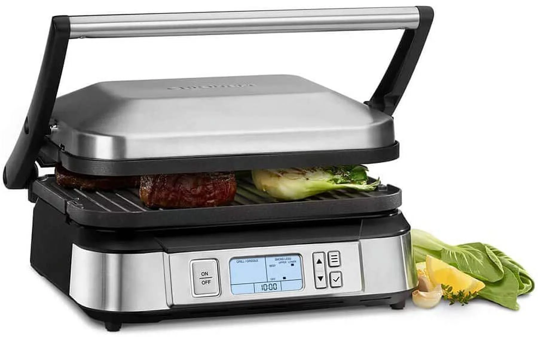 Cuisinart GR-6S Contact Smoke-Less Mode Griddler, 11.5'(L) x 10.5'(W) x 7.0'(H), Silver
