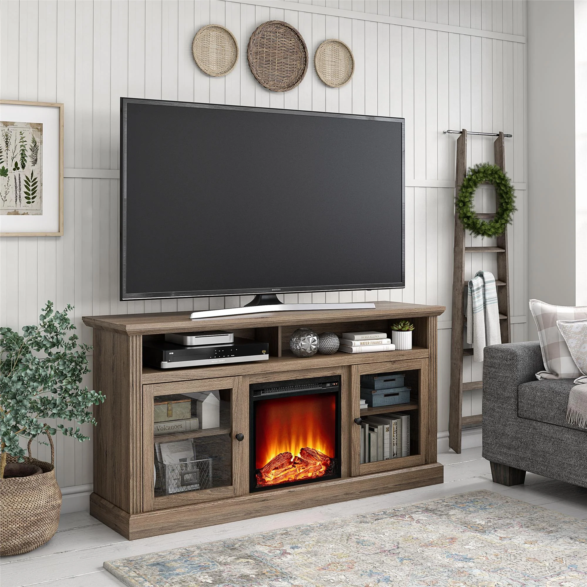 Ameriwood Home Leesburg Fireplace TV Stand for TVs up to 65