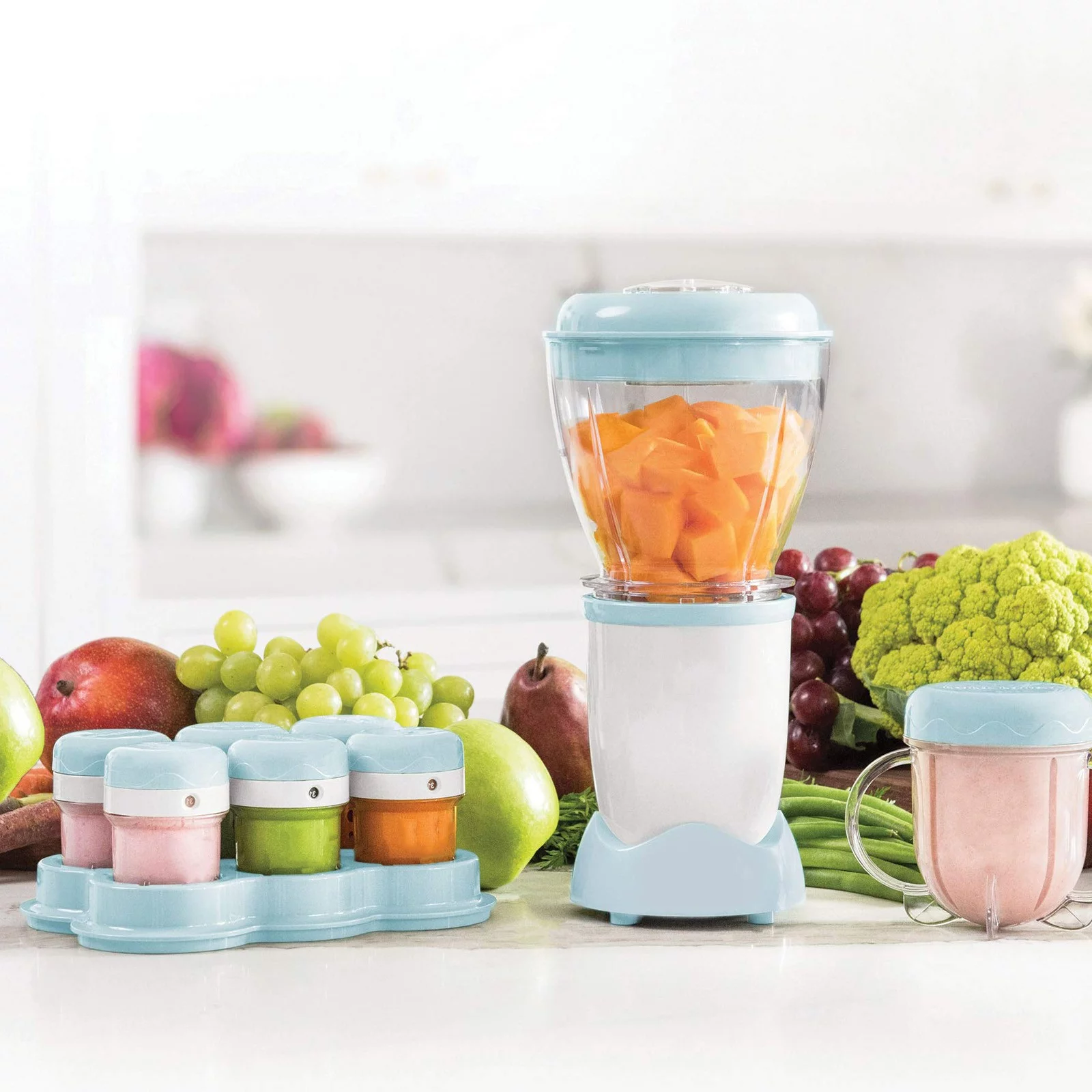 Baby Complete Food-Making System - with 200 watt Motor Base, 32-Oz Batch Bowl & Lid (Blue)