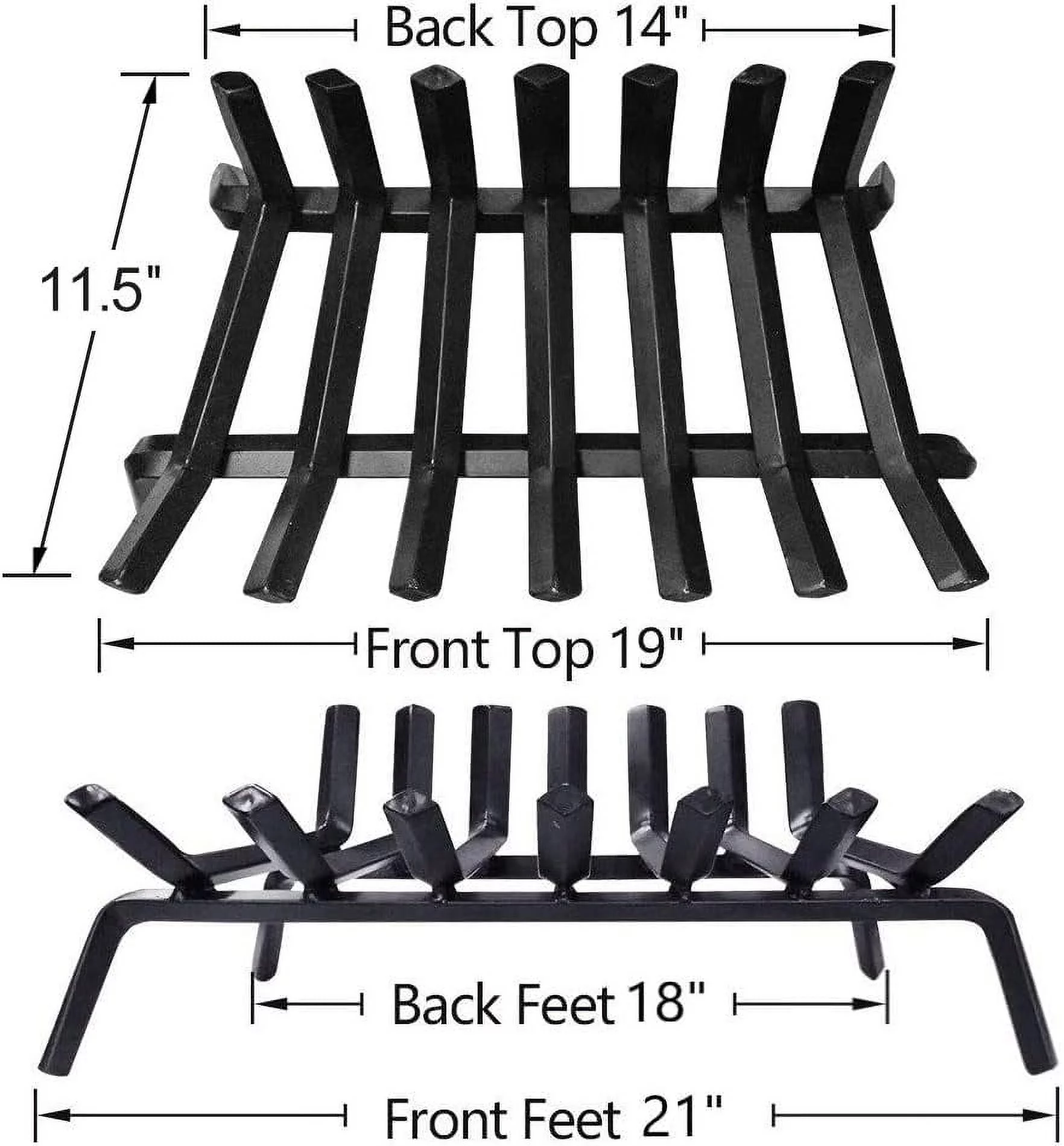 Amagabeli Wrought Iron Fireplace Log Grate 21 inch Wide Heavy Duty Solid Steel Indoor Chimney Hearth 3/4' Bar Fire Grates for Outdoor Kindling Tools Pit Wood Stove Firewood Burning Rack Holder Black