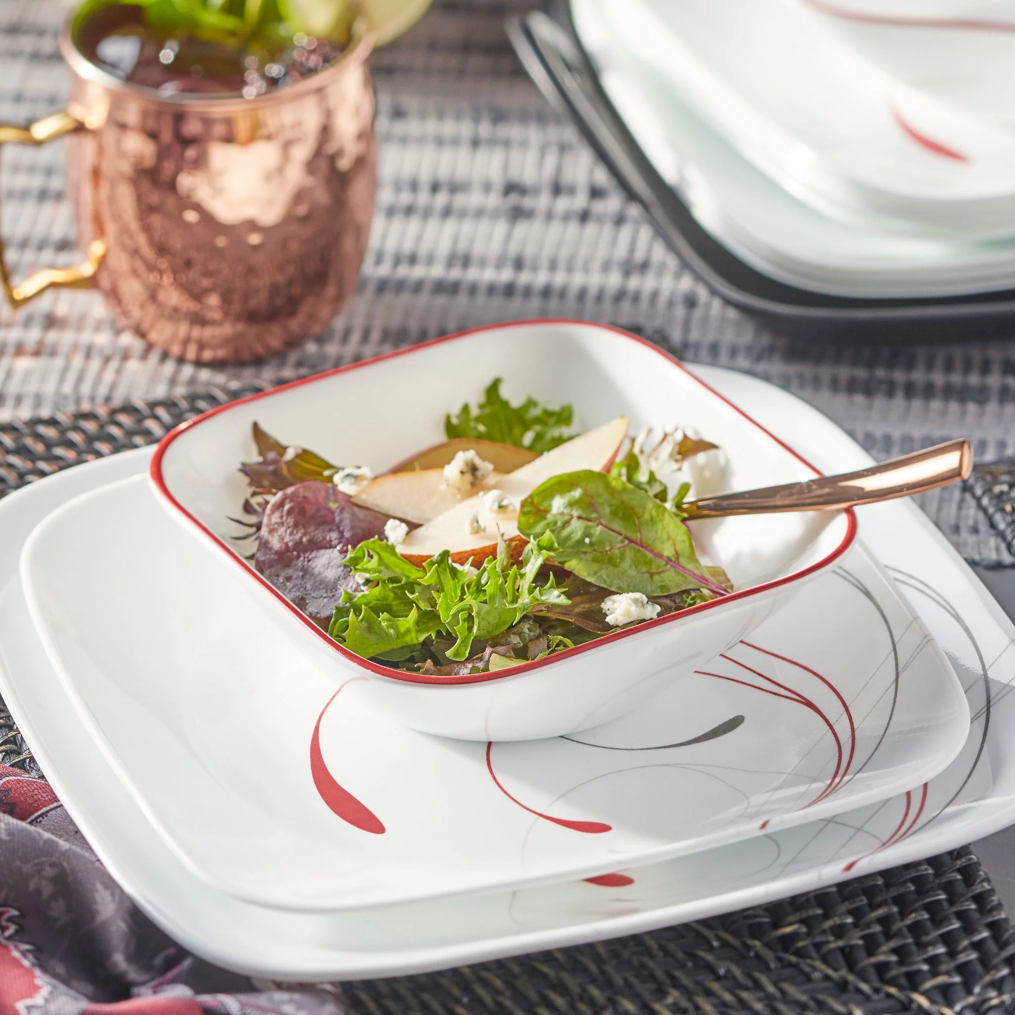 Corelle Splendor Square 18-piece Dinnerware Set, Service for 6