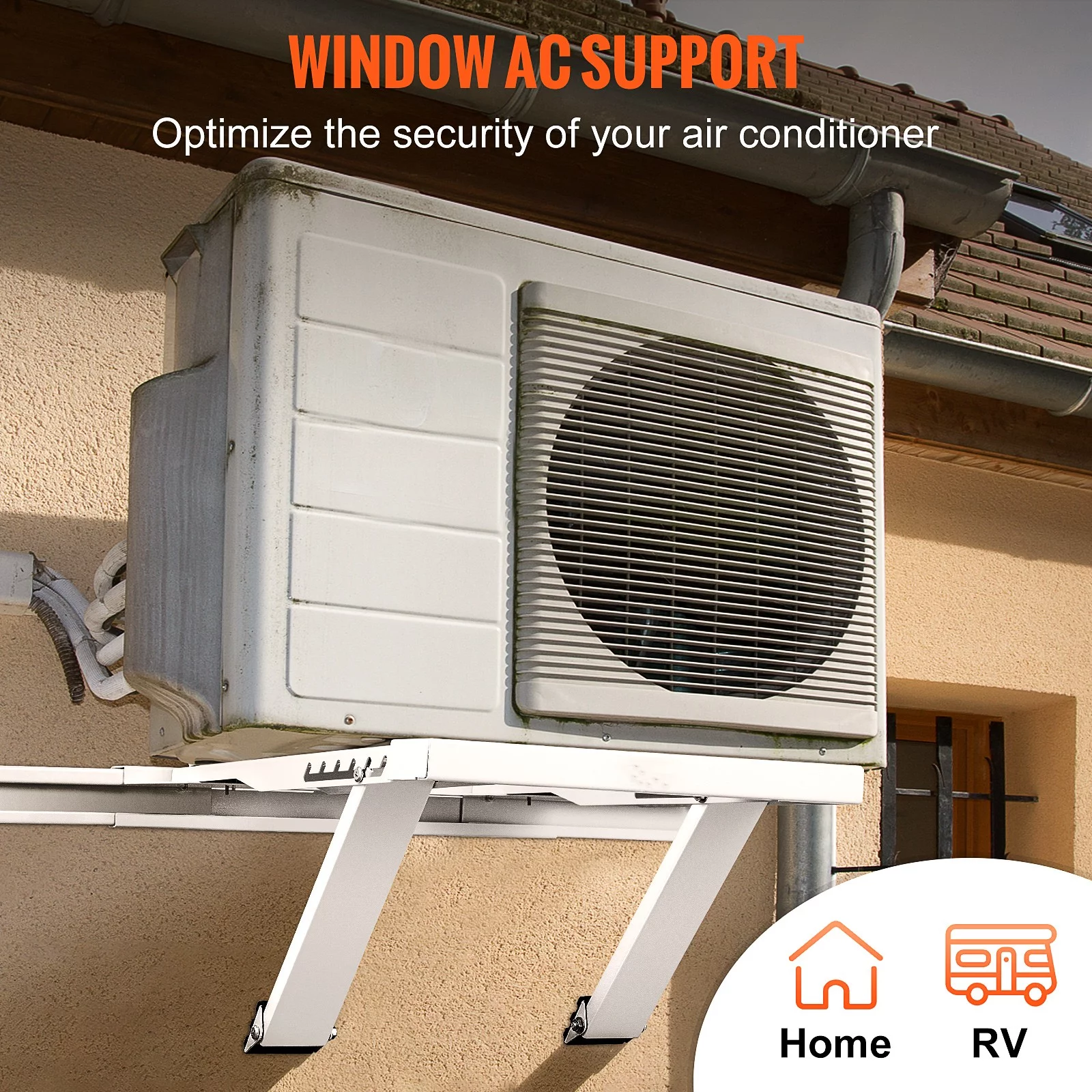 BENTISM Air Conditioner Support Bracket, Max. 220 lbs Load Capacity, Heavy Duty Steel Construction Window AC Support, No Drilling Easy Installation, Fits Single Or Double Hung Windows for Home and RV