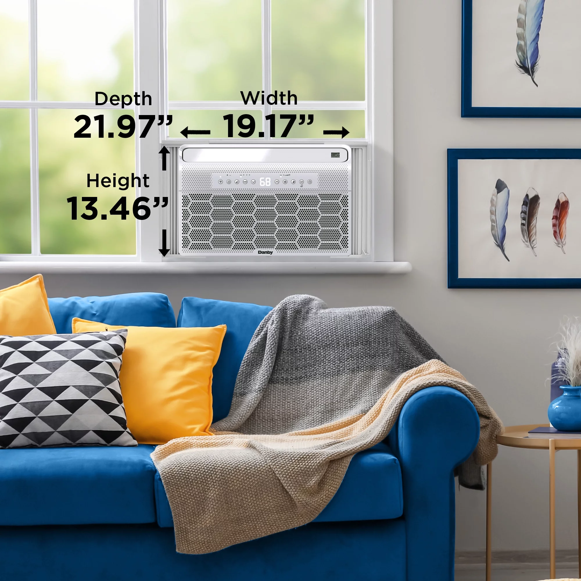 Danby 8,000 BTU U-Shape Window Air Conditioner with WiFi, Remote, Inverter Compressor for Rooms up to 350 sq. ft. in White