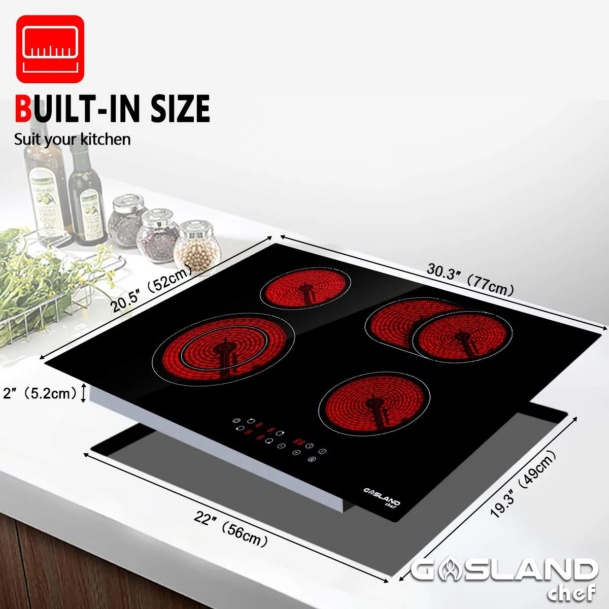 Gasland Chef 30' Built-in Electric Cooktop,4 Burners Ceramic Glass Ceramic Stove Top,240V