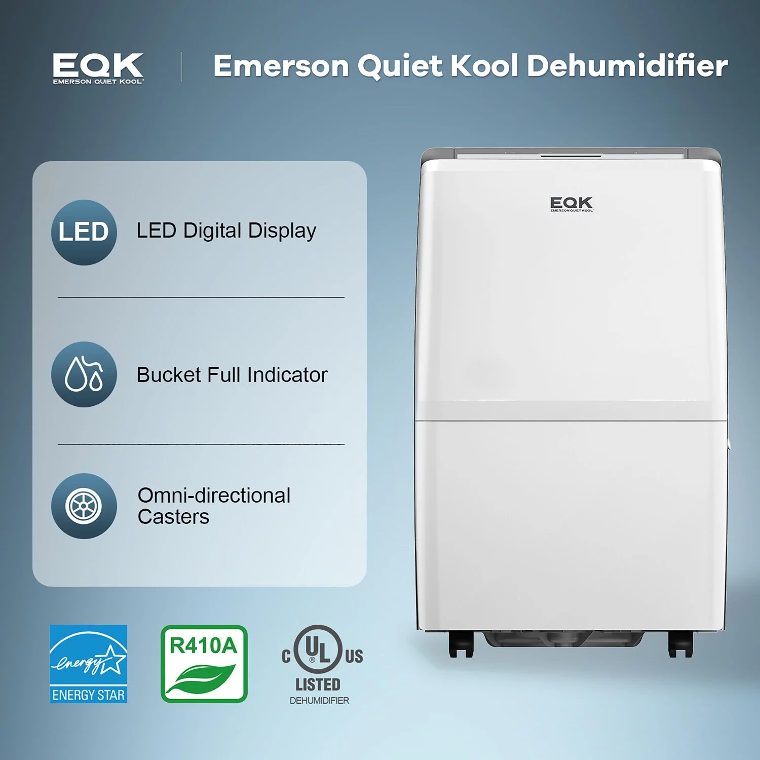 Emerson Quiet Kool 50 Pint Dehumidifier for Rooms up to 200 Sq. ft. Above 80% Humidity