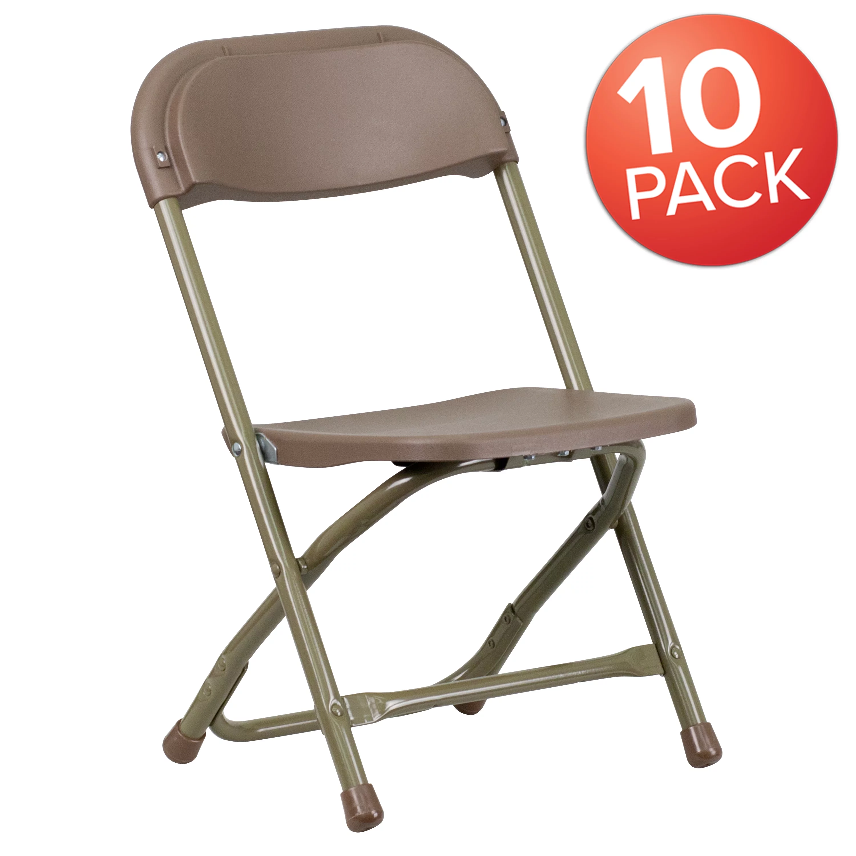 BizChair 10 Pk. Kids Brown Plastic Folding Chair