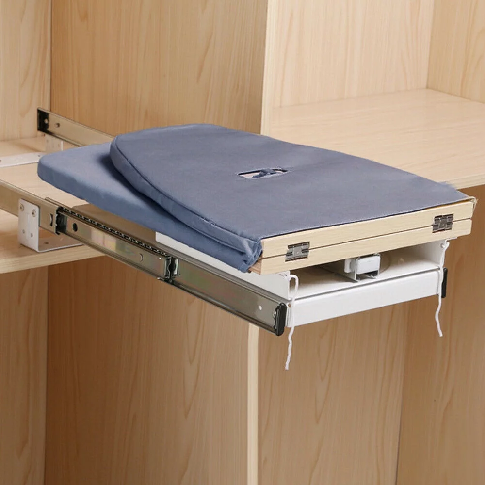 Gray 180�� Rotation Retractable Ironing Board Closet Folding Pull-Out Stow Away
