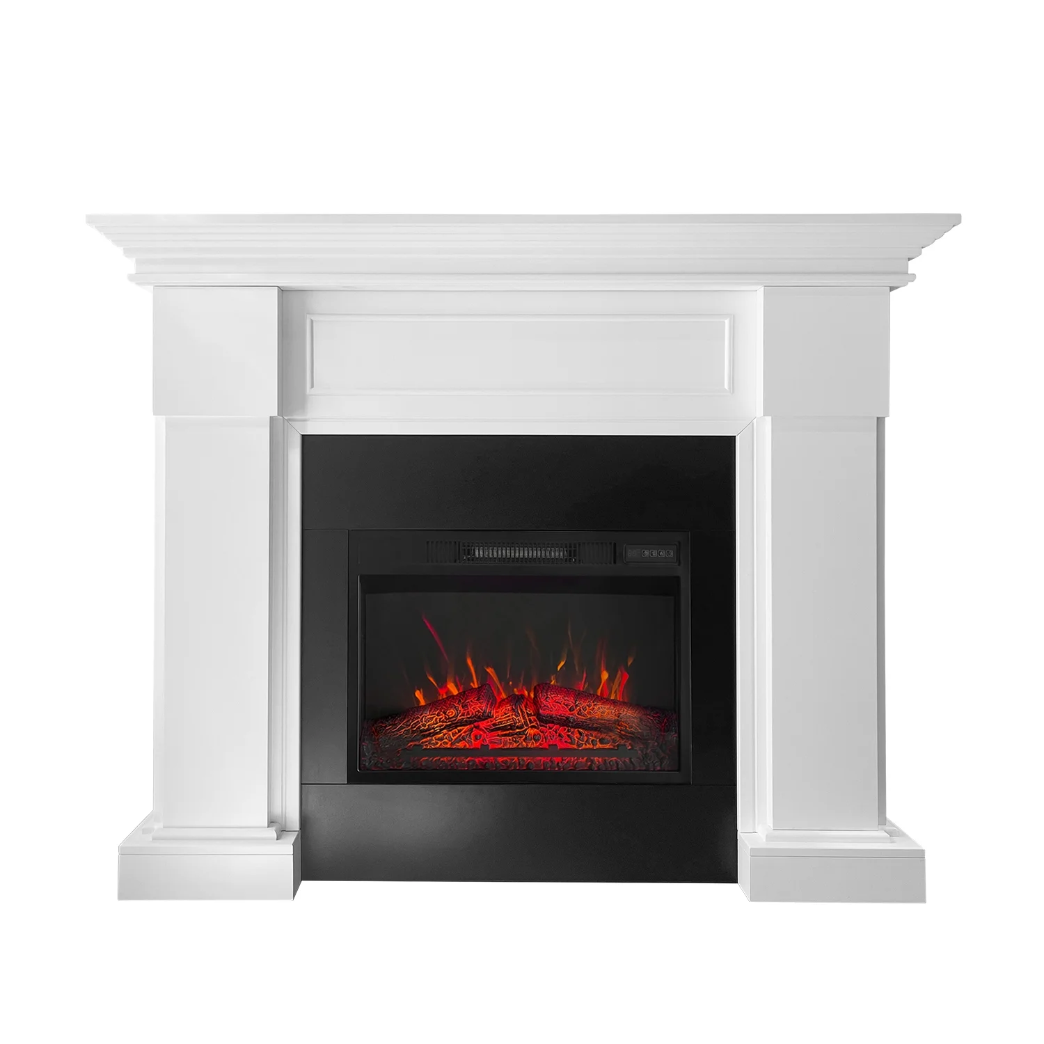 48-Inch White Electric Fireplace Mantel With Remote Control and LED Flame Effects