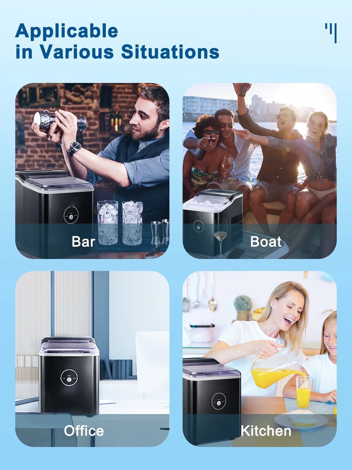 Ice Maker Countertop, 28 lbs Ice in 24 Hrs, 9 Bullet Ice in 5 Minutes, Black, Northclan