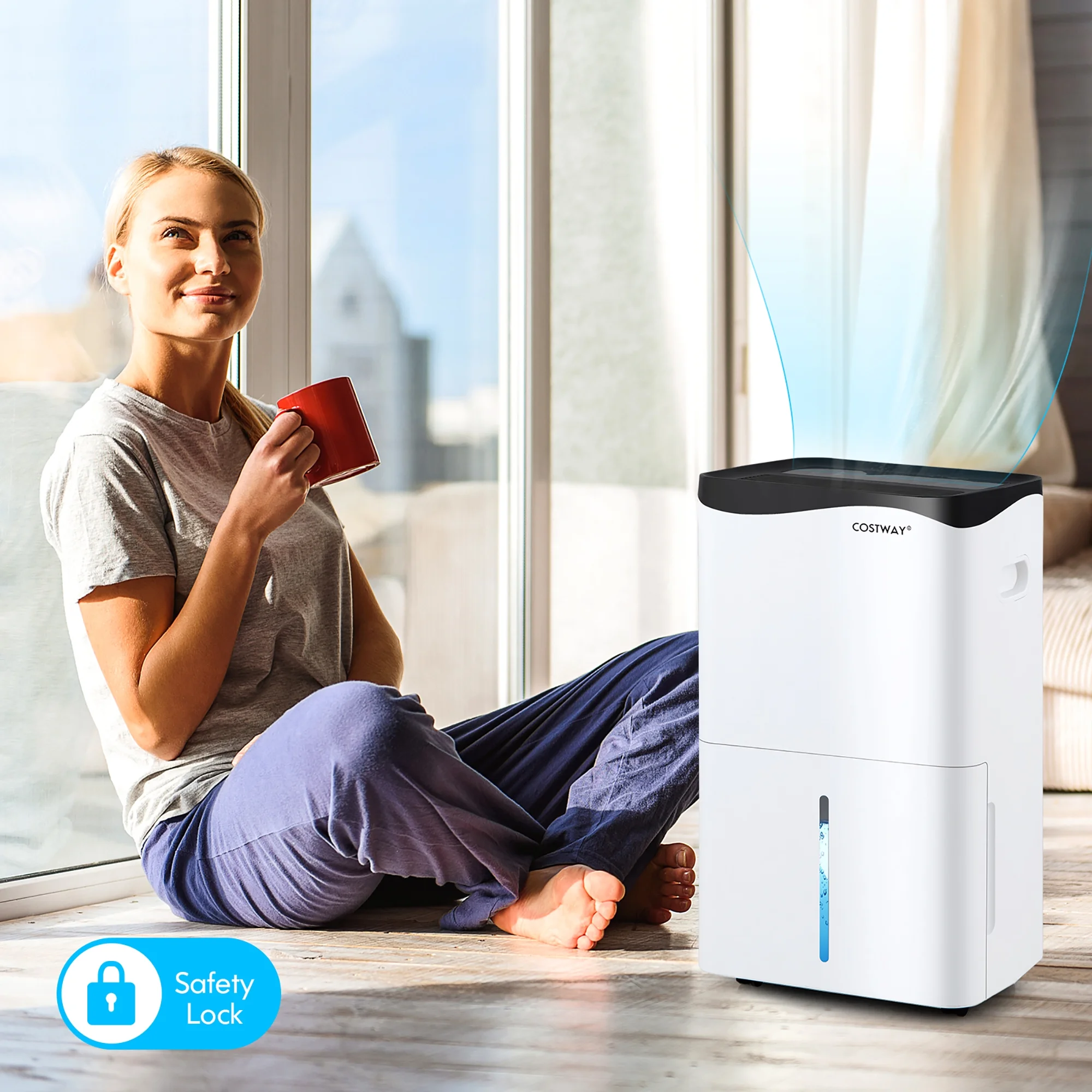 Costway 100-Pint Dehumidifier for Home & Basements w/ Smart App& Alexa Control