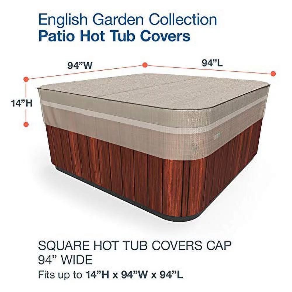 Budge Large Brown / Beige Patio Square Hot Tub Cover, English Garden