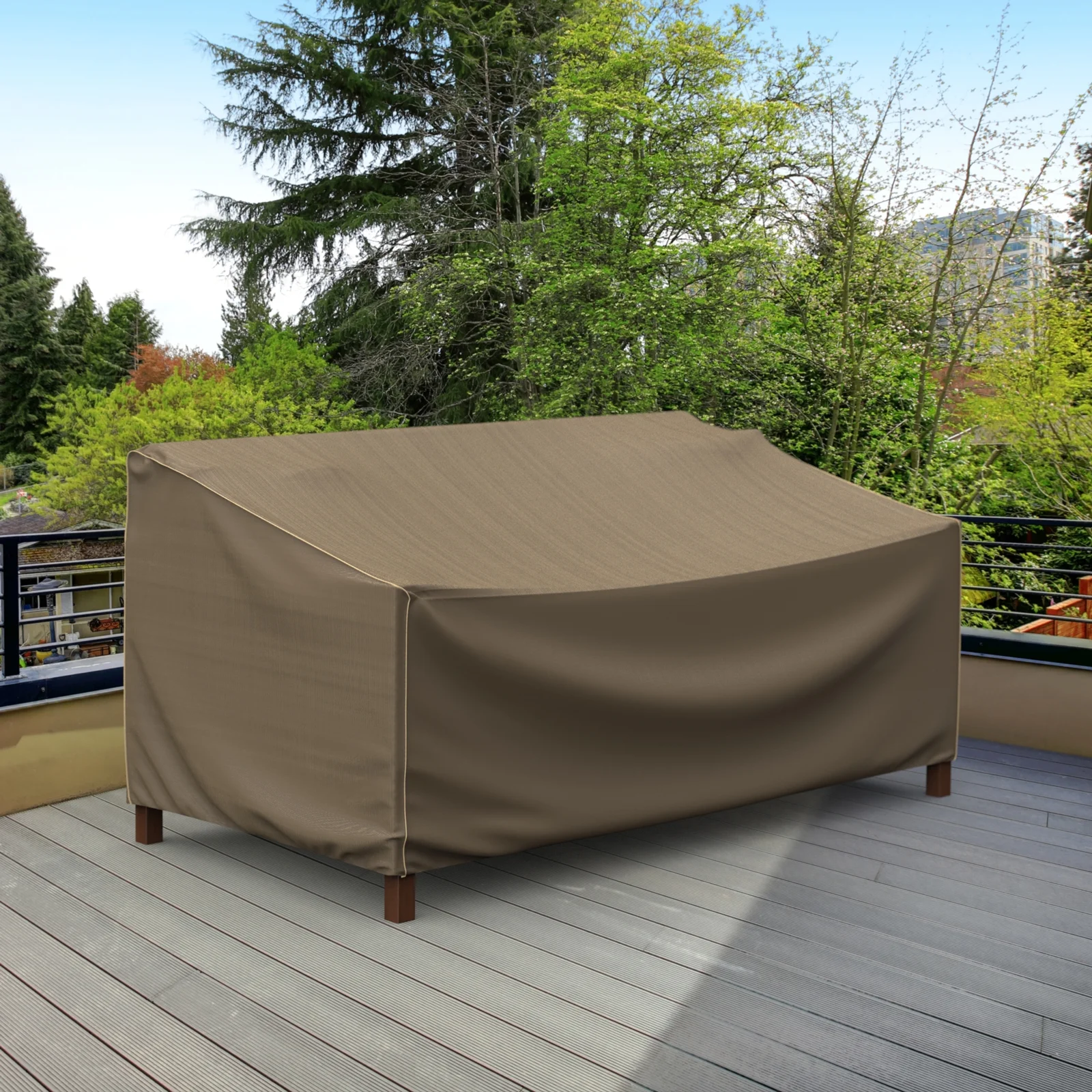 Budge 74'Wx31'L Black and Tan Patio Sofa Cover, StormBlock? Hillside