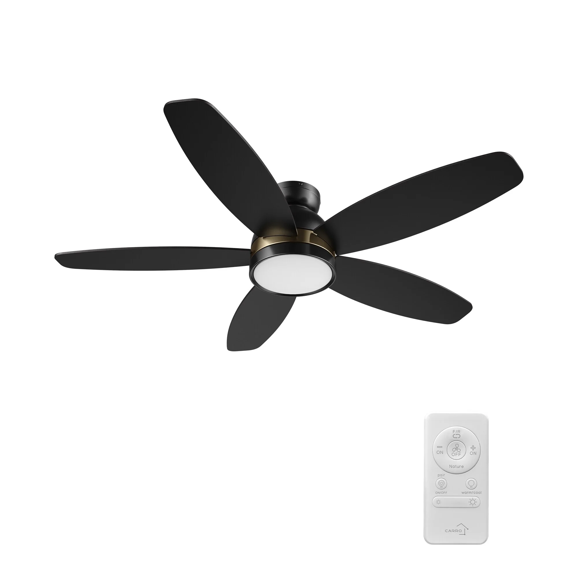 CARRO Cerus 48-inch Indoor Ceiling Fan with Remote,Dimmable LED Light Kit & Reversible DC motors. - N/A Black/Gold