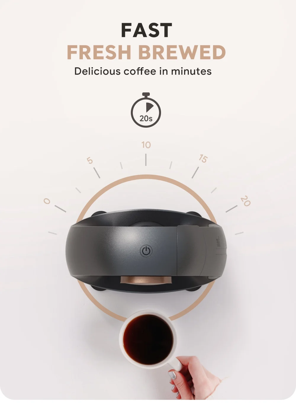 i Cafilas Single Serve Coffee Maker For KCup/Ground Coffee, MINI Q Americano 2 in 1 Coffee Machine Mini One Cup Coffee Brewer/Tea Maker With Coffee Filter/KCUP-Adapter, 4-8oz Brew Sizes, Pink