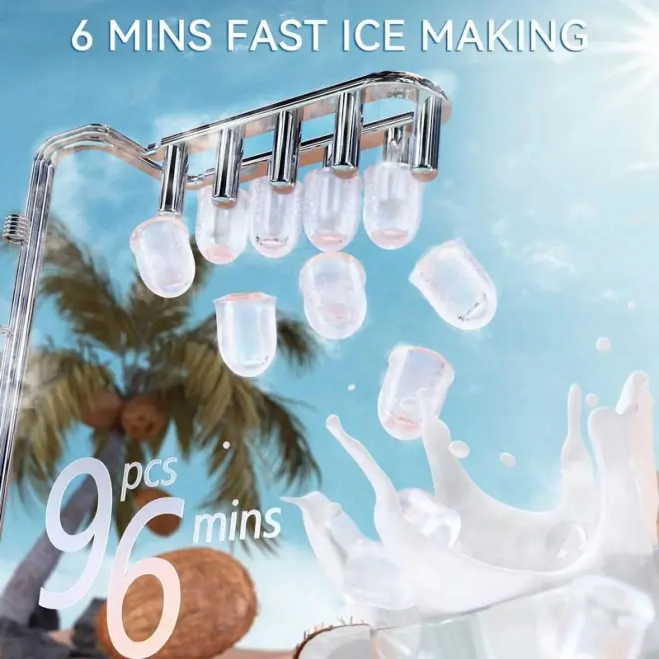 Ice Maker, ecozy Portable Ice Maker, 26lb, Cube Ice 9 in 6Min, Self-Cleaning,Ice Bags/Standing Ice Scoop/Ice Basket Kitchen Utensils(Green)