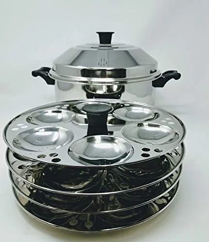 IC-226 Stainless Steel Idli Cooker with 4-Rack Idly Stand & Multi Purpose Plate, Makes 24 Idlis