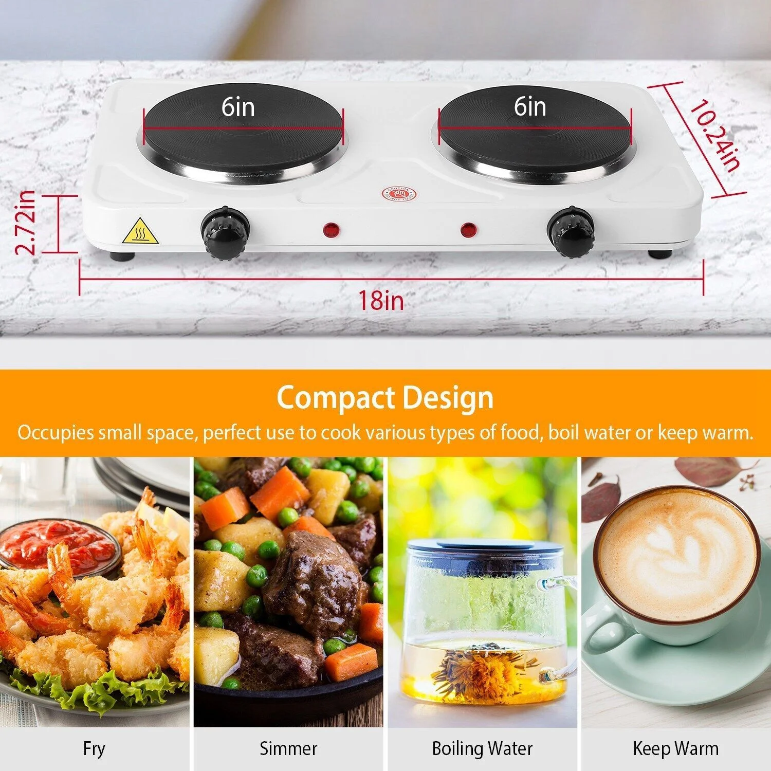 2000W Induction Hot Plate Cooktop Countertop Burners Dual Cooker Burner Stove
