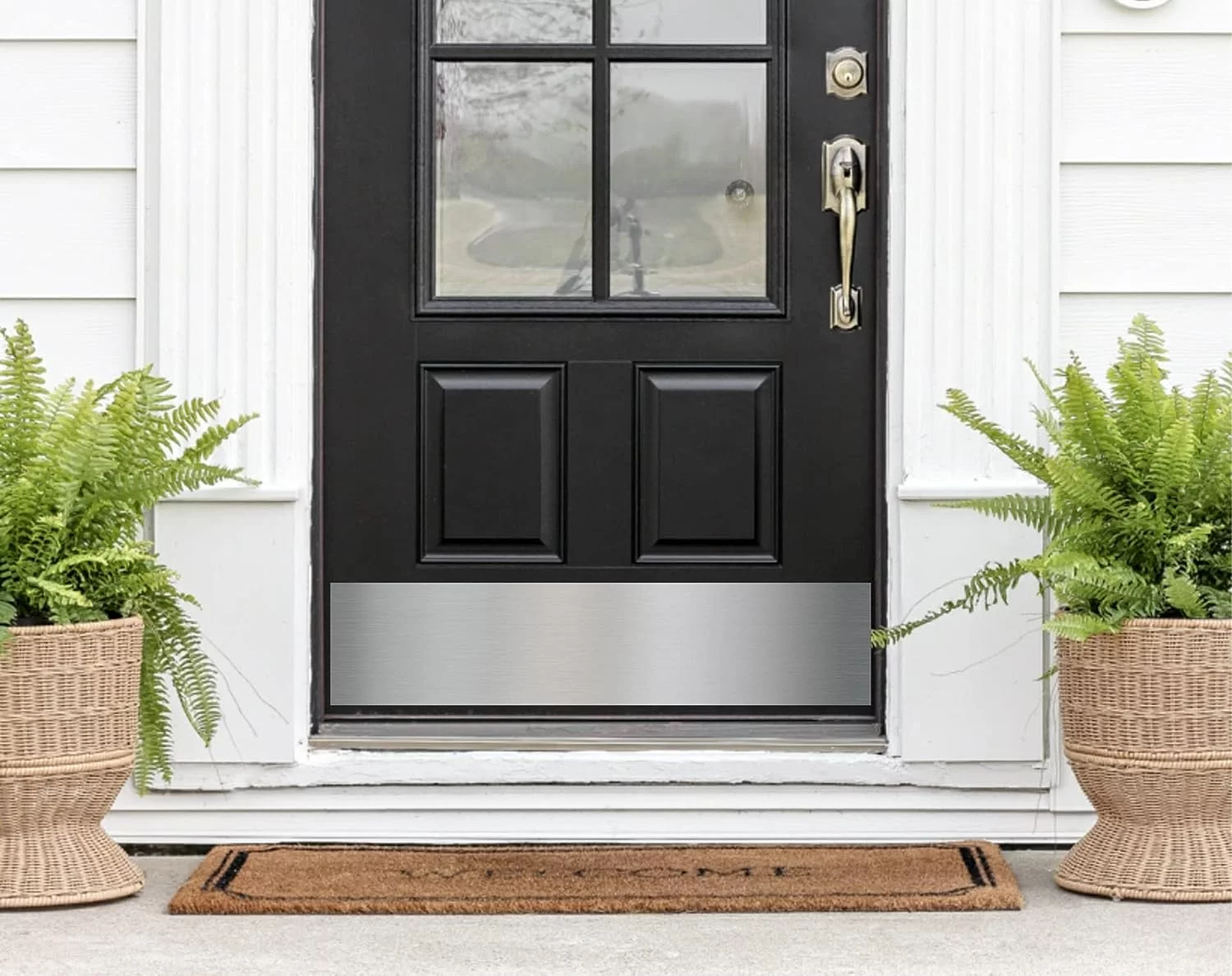 Deck the Door Decor | Door Kick Plate - Anodized Aluminum - Industrial Self-Adhesive Mount (8x32