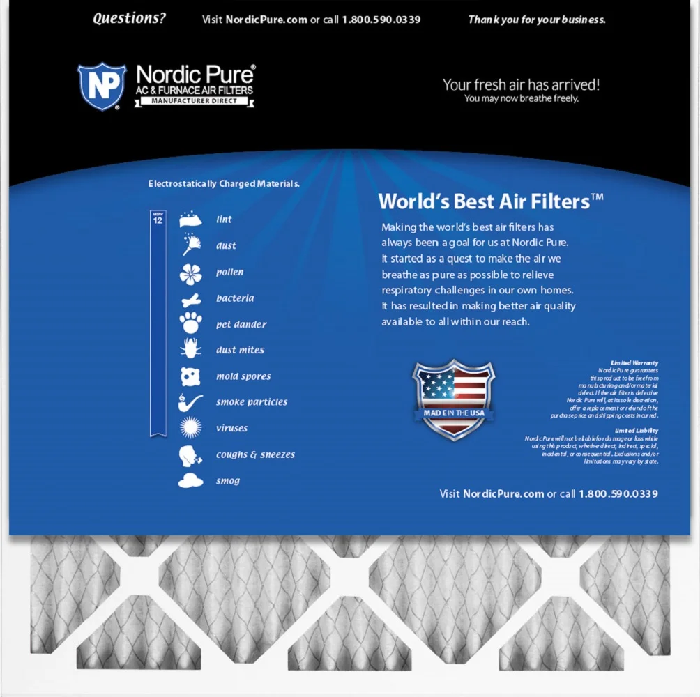 18x18x1 (17_3/4x17_3/4) Pleated MERV 12 Air Filters 6 Pack