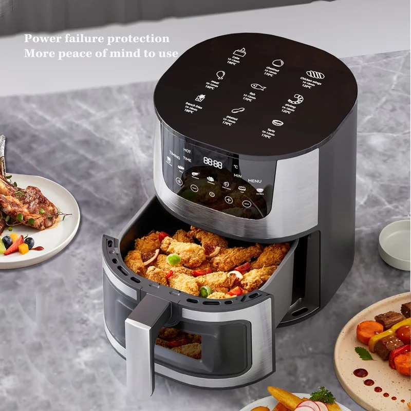 7L stainless steel intelligent air fryer kitchen touch visual electric fryer 1400W high-power fast oven kitchen assistant
