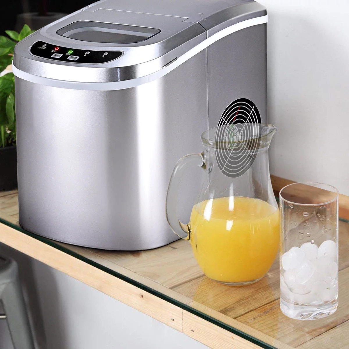 Costway Silver Portable Compact Electric Ice Maker Machine Mini Cube 26lb/Day
