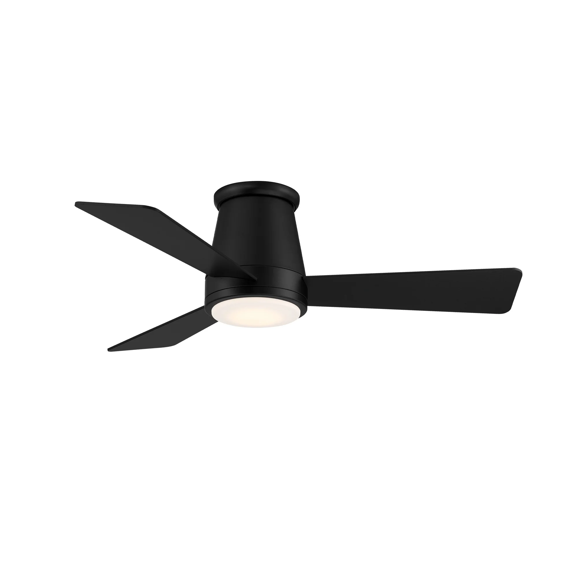 Hug Indoor and Outdoor 3-Blade Smart Flush Mount Ceiling Fan 44in Matte Black with 3000K LED Light Kit and Remote Control