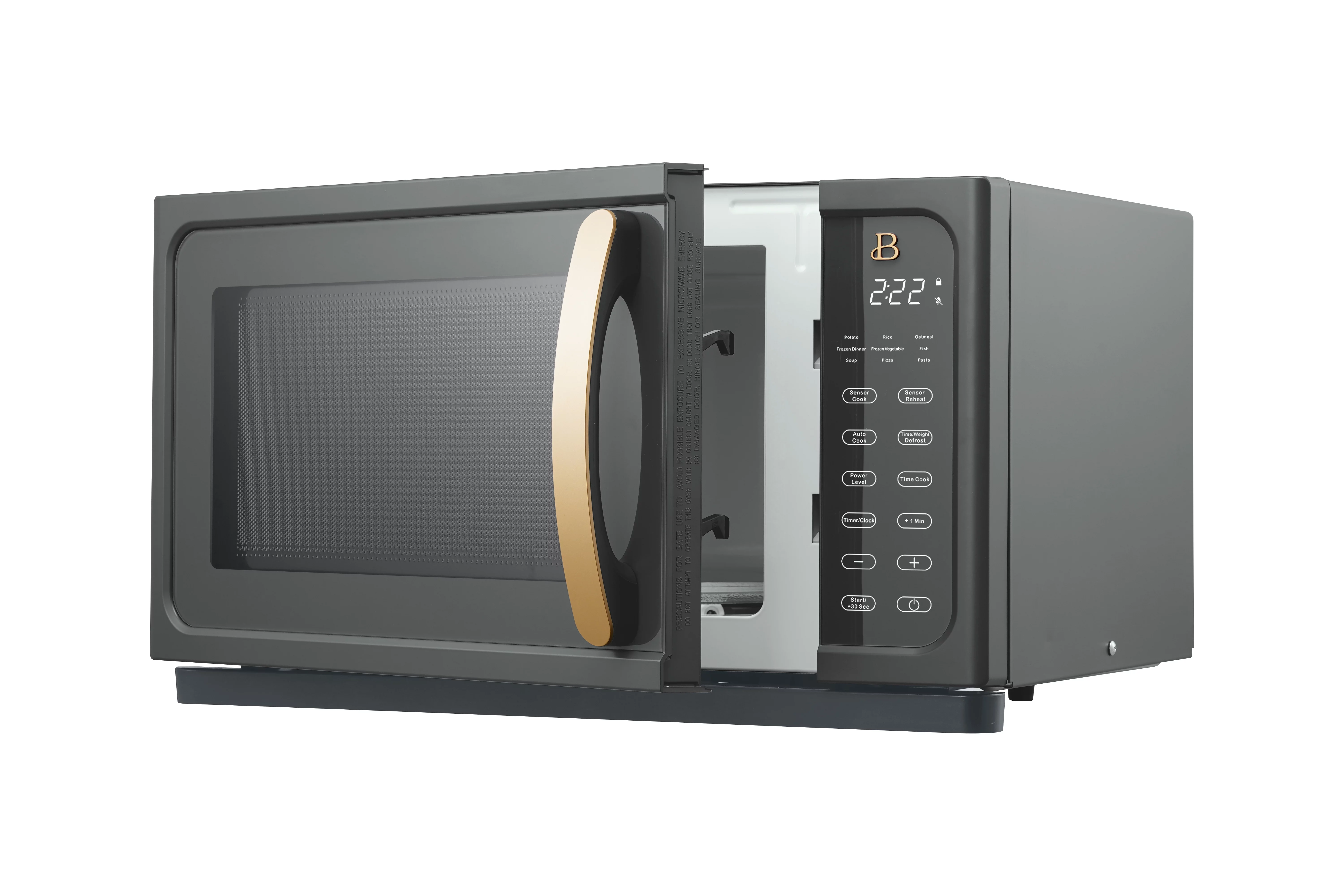 Beautiful 1.1 Cu ft 1000 Watt, Sensor Microwave Oven Oyster Grey by Drew Barrymore, New
