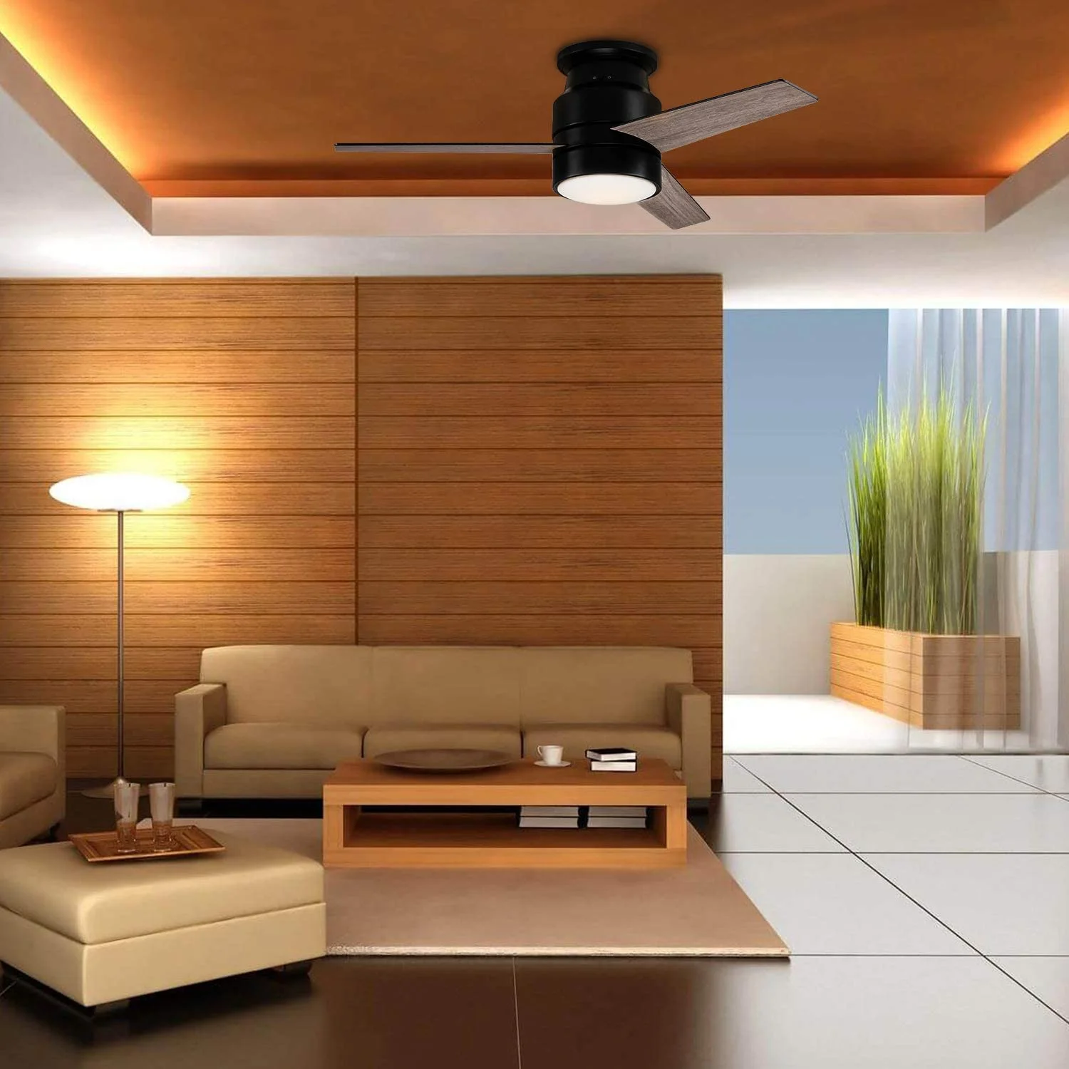 42' Matte Black Ceiling Fan with Frosted White Glass Light (Includes Remote)- Hearth Brands