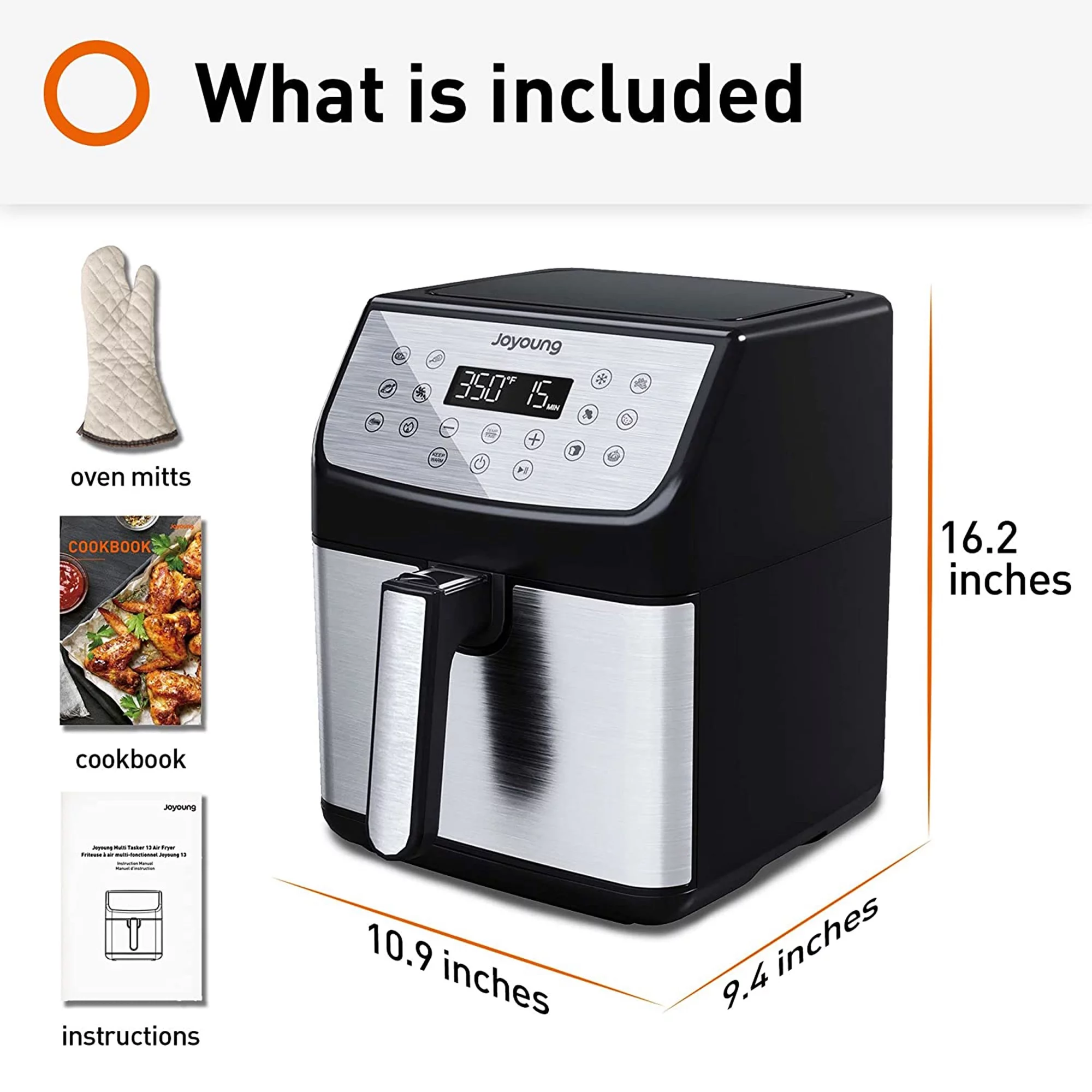 Joyoung 5.8 Quart Multi Tasker Double Basket Air Fryer w/ LED Touchscreen