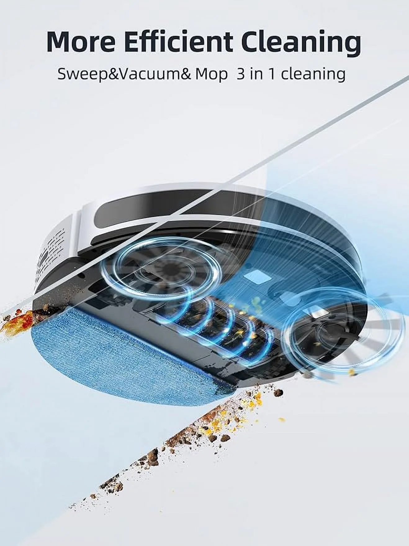 HONITURE Robot Vacuum and Mop Combo, 4000pa Strong Suction, G20 Robot Vacuum Cleaner with Self-Charging, 150Mins Max, App&Remote&Voice Control, Super-Slim, Ideal for Pet Hair