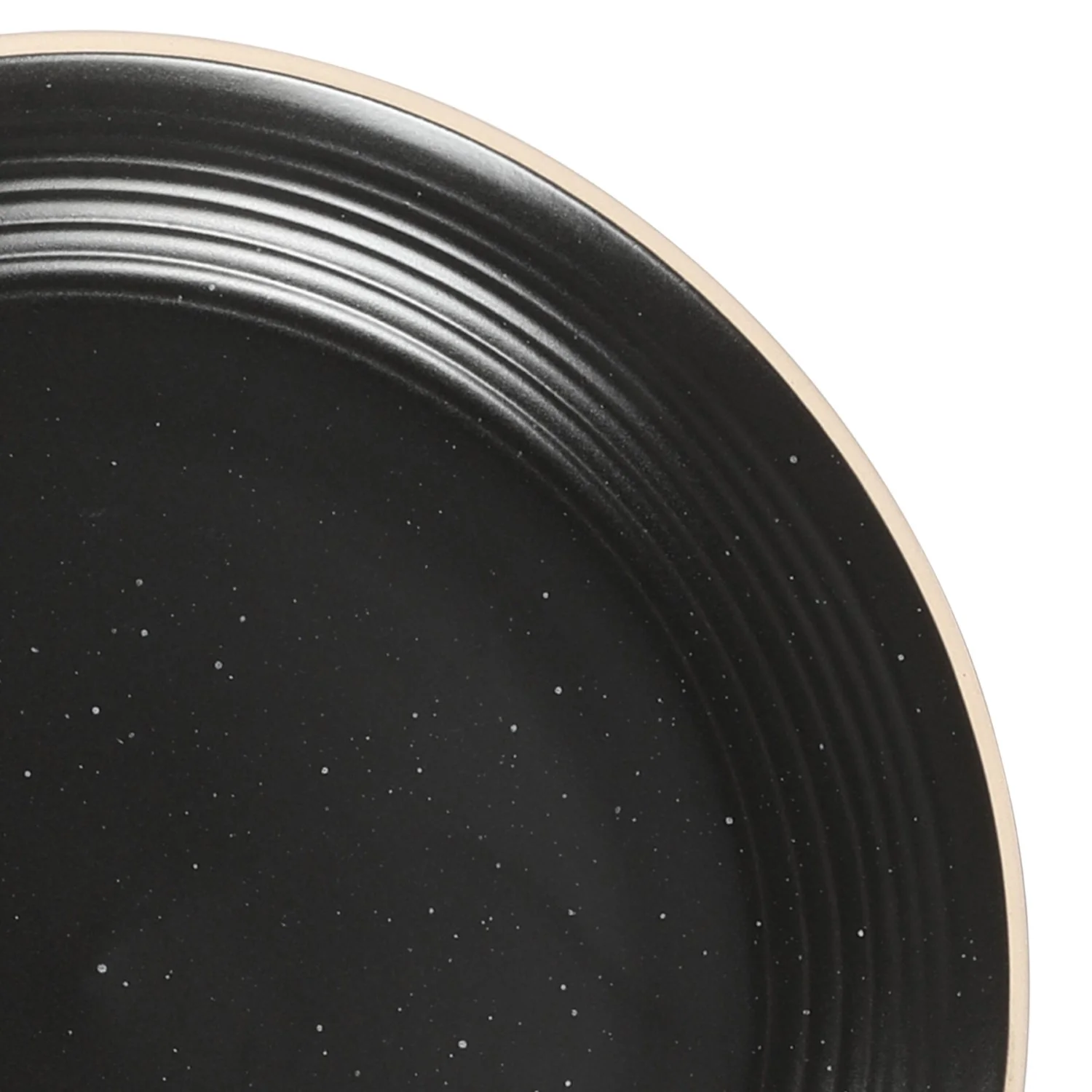 Gibson Home Dinah 16 Piece Double Bowl Stoneware Embossed Speckled Dinnerware Set - Matte Black