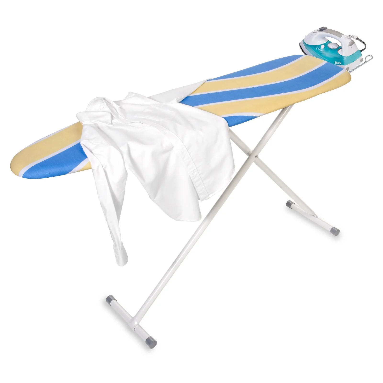 Honey Can Do Ironing Board with 2-Leg Stand and Iron Rest, Blue/Yellow
