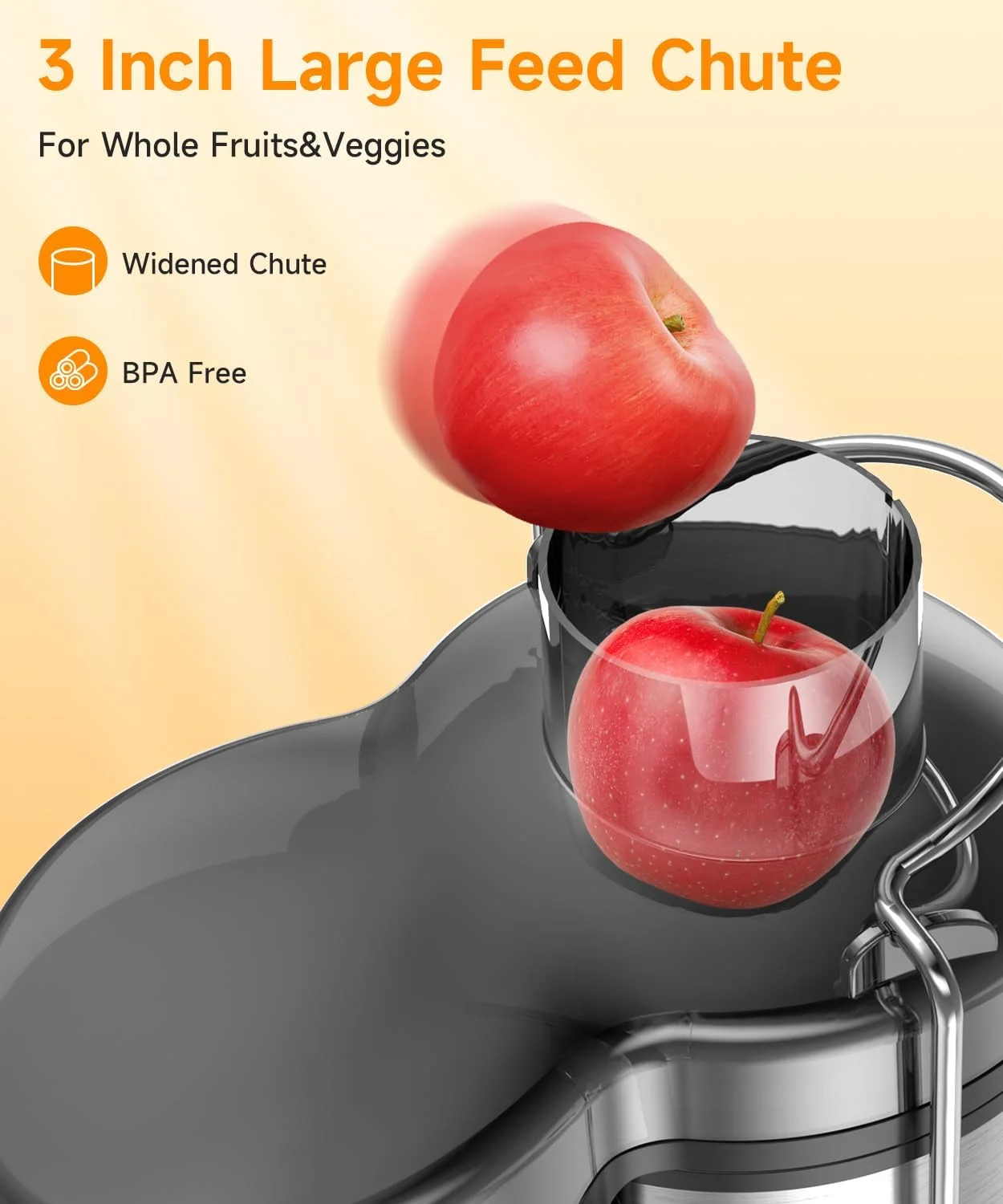 Juicer, 800W Juicer Machine with 3 Inch Wide Chute for Whole Fruits, High Yield Juice Extractor with 3 Speeds, Easy to Clean with Cleaning Brush, Compact Centrifugal Juicer Anti-drip