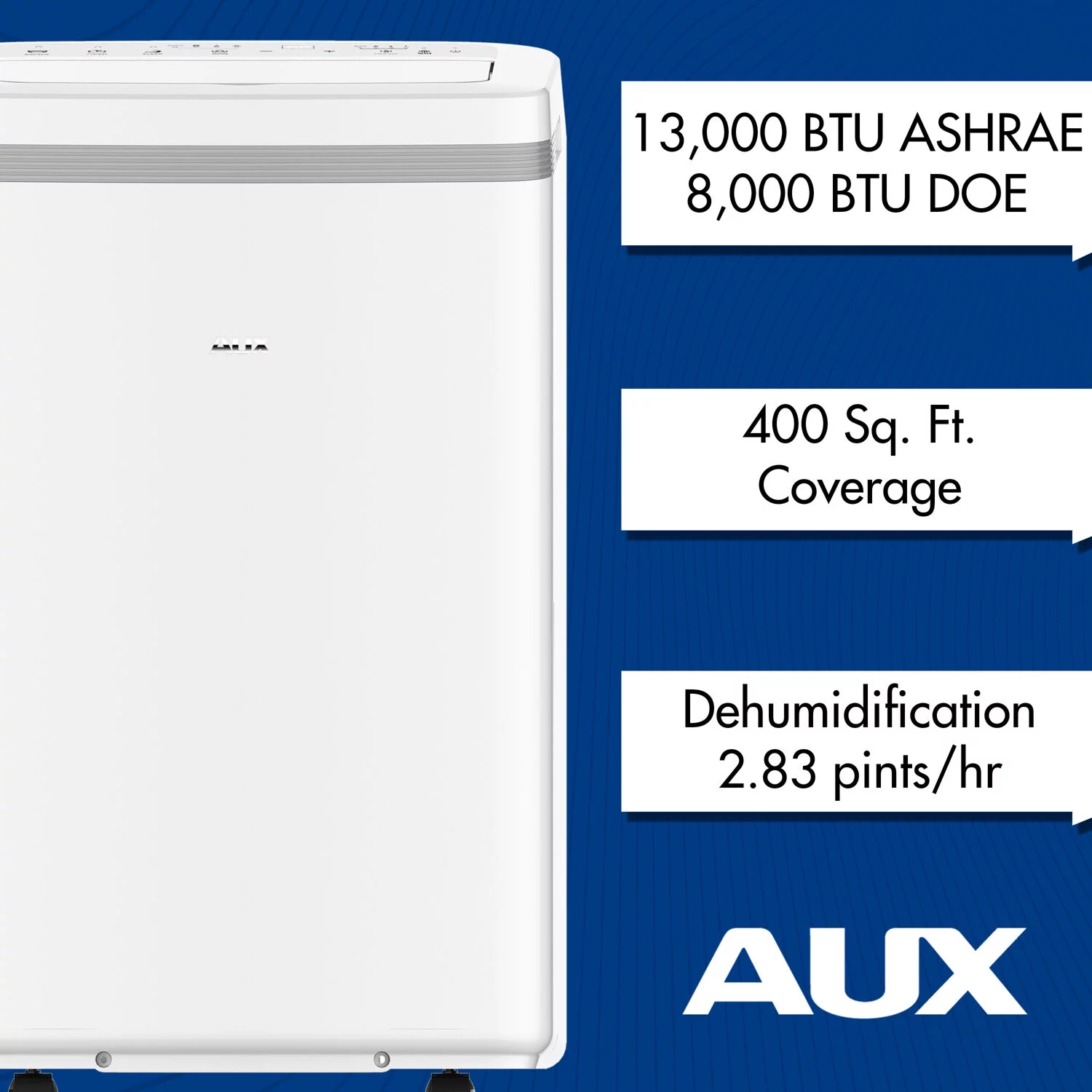AuxAC 13,000 BTU (8,000 BTU DOE) Portable Air Conditioner with Supplemental heat, MF-13HKC