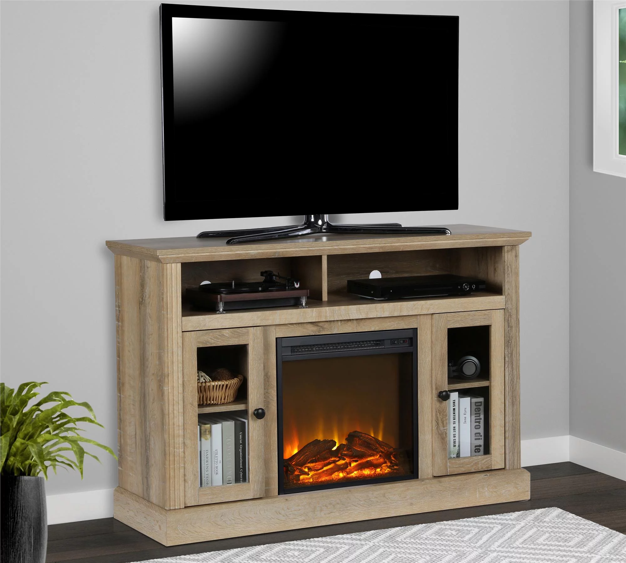 Ameriwood Home Leesburg Electric Fireplace TV Console for TVs up to a 50