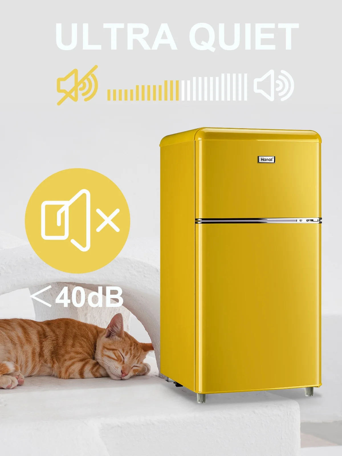 Compact Refrigerator WANAI 3.2 Cu.Ft Retro Mini Fridge with Freezer, Dual Door Small Refrigerator with 7 TEMP Modes, LED Lights, Removable Shelves