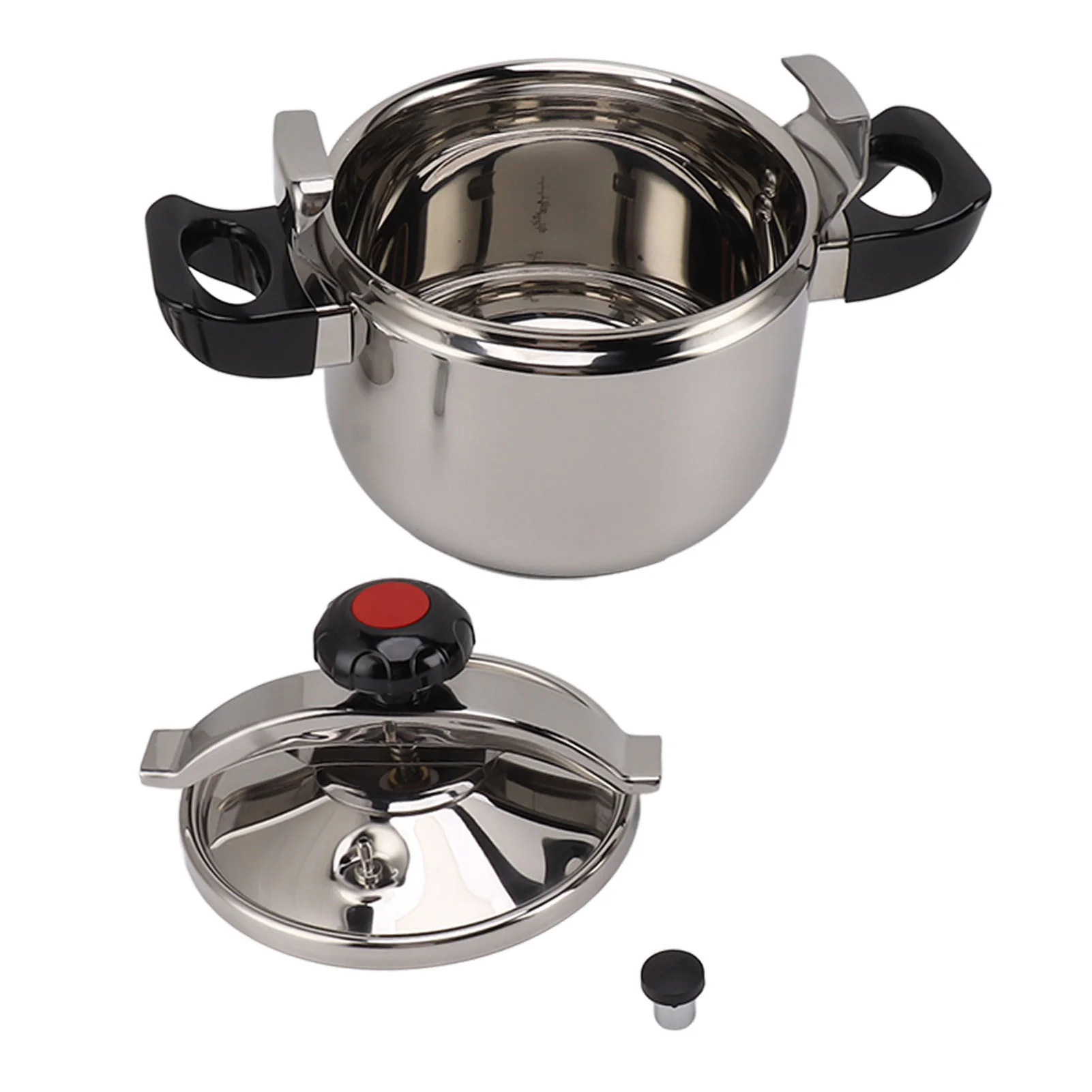 Household Stainless Steel Pressure Cooker Canner Explosion Proof Double Bottom Pressure Cooker for Gas Stoves Induction Stoves Shiny Style 7L 24CM
