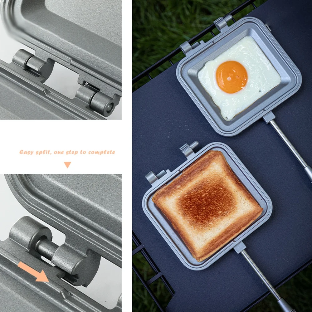 CAMPINGMOON Bakeware,Sandwich Pan Picnic Clamp Dual-Sides Pan Picnic Clamp Handle Muffin Outdoor Clamp Dual-Sides Sandwich Bakeware HUIOP mewmewcat