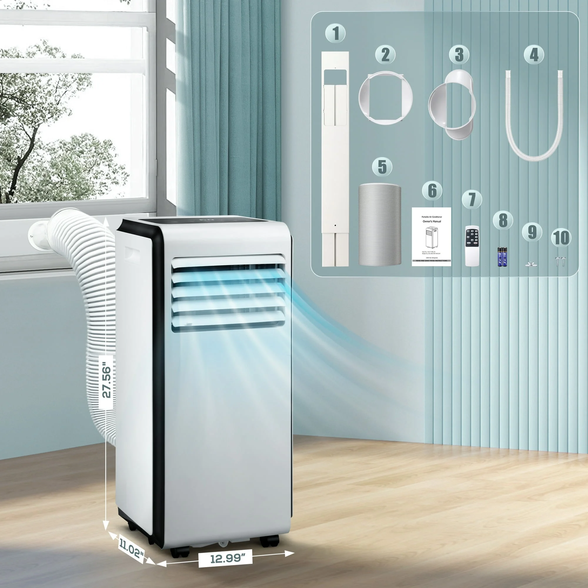 Havato 5000 BTU(8000 BTU ASHRAE) Multifunctional Portable Air Conditioner, Integrating Dehumidification, Fan and Refrigeration, 24-Hour Timer, White
